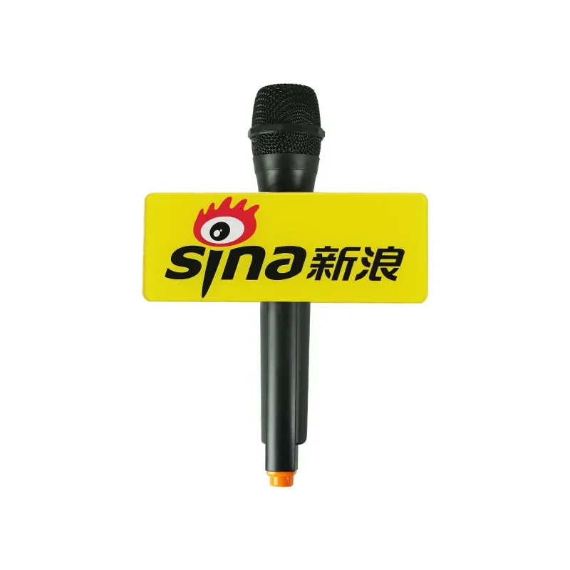 Custom Acrylic Logo Lettering Signage Designer Custom Your Own Brand Logo Plate For Microphone Interview News Star