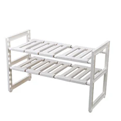 

Stacking Adjustable Kitchen Rack, 2 Tier, White Sliding, Undersink Organizer, Storage Basket, Stacking Shelf, Cheap Price