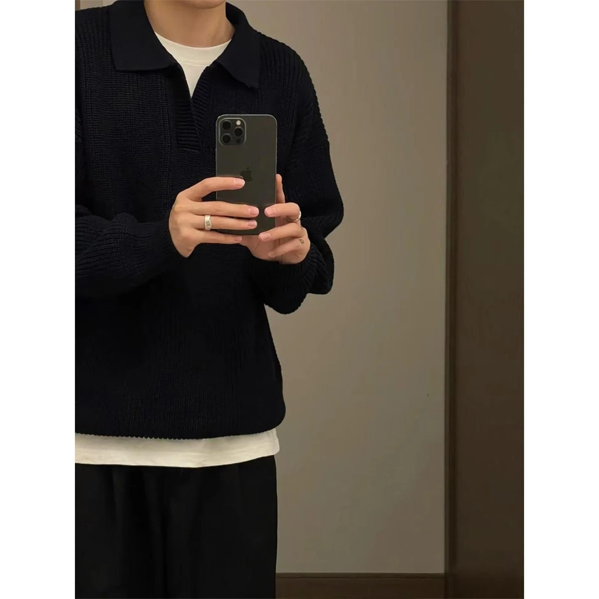 

Bla Ne Knitwear Men's Autumn Winter American Retro Overhead Sweater Cleanfit Lazy High-End Outerwear Faion Urban S...