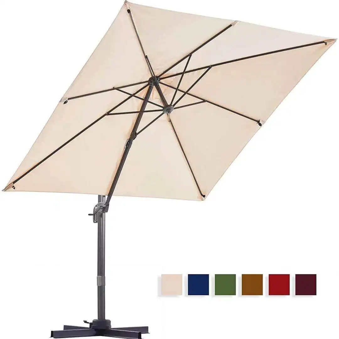 

2.5*2.5m Luxury Aluminum Rectangular Small Roma Umbrella With 360 Rotating Base And Cross Base