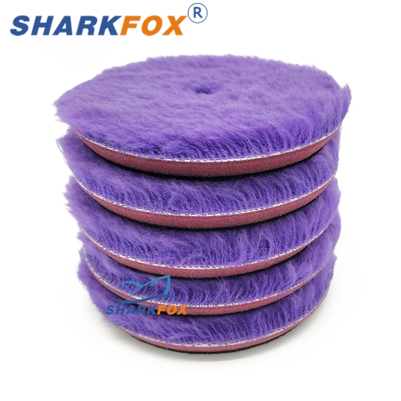 Sharkfox-Almofada De Polimento De Lã Roxa para Pintura De Carro, Enceramento, Buffer, Polidor De Uso, Lã, 5 em, 6in