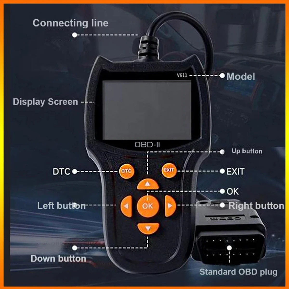 

OBD V611 Automotive Inspection Tools Automotive Fault Diagnosis Instrument Engine Fault Detection Instrument Reamds Data Strea