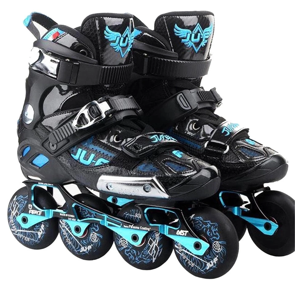 Professional Roller Inline Skates Slalom Sliding FSK Adult Kids Roller Skating Shoes 4 Wheels Patines PU Tires Flat Frame