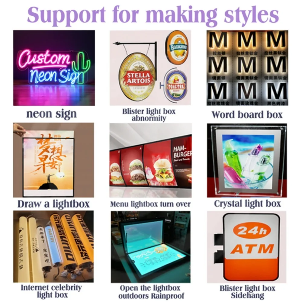 Custom LED Light Box Sign LED Backlit Menu Board Illuminated Poster Display Booth Ultra-Thin Poster Hanging Sign Restaurant Cafe