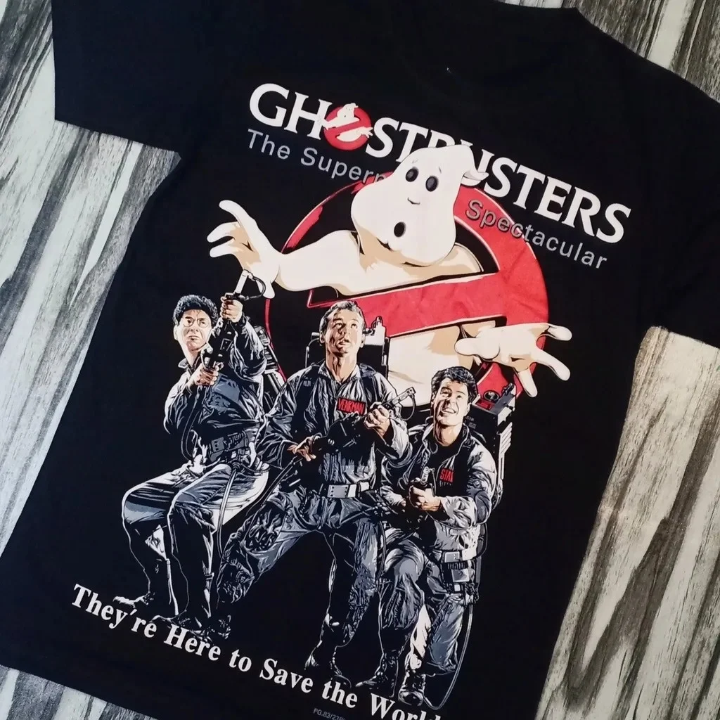 Ghostbusters 1984 Movie Poster They’re Here To Save The World Graphic T-Shirt Cotton Men Women Streetwear Tee