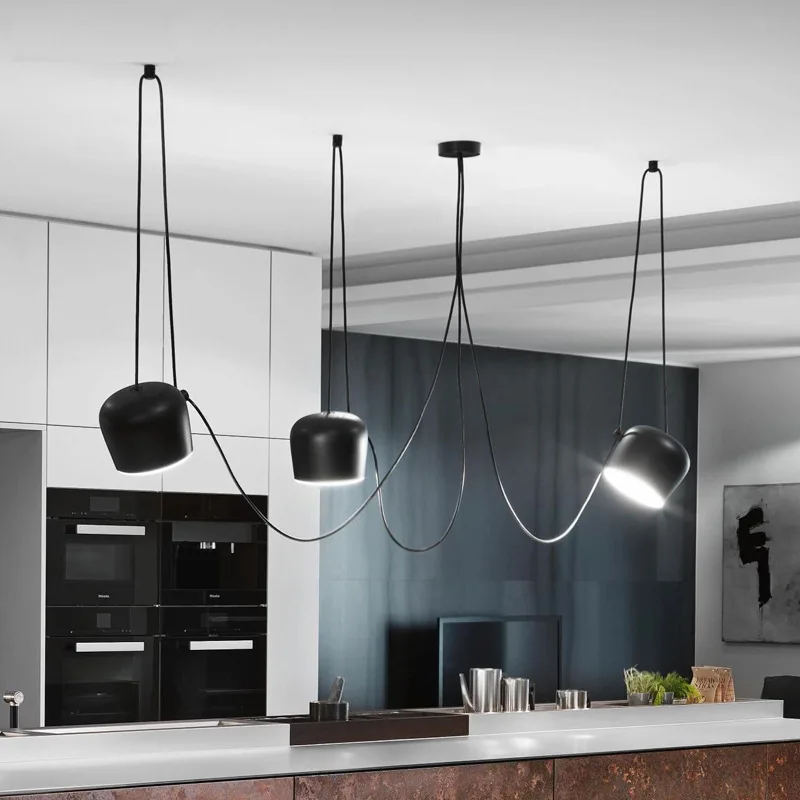 Aim pendant light Modern Drum Pendant Lamp For Living Room Bedroom Restaurant Bar Decor Creative black Long line chandelier