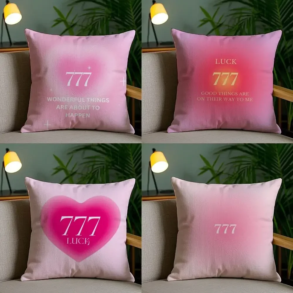 Lucky Angel Numbers Christian Women Gift Cushion Cover Plush Fabric Soft Double-Sided Printed Sofa Home Decor Throw Pillow Cover