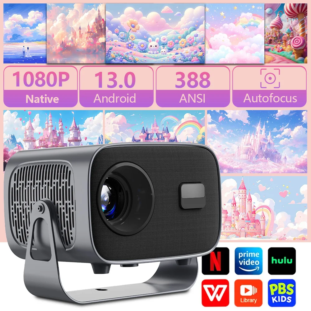 

A10 Mini 4K Projector Android 13 WiFi6 BT5.0 388ANSI 1080P Portable Home Cinema Outdoor Movie Beamer Built-in Speaker