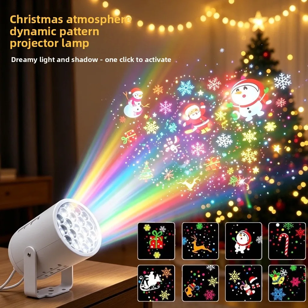USB Dynamic Rotating Projection Lamp – Christmas & Halloween Holiday Decor, Ambient Eye-Caring Night Light