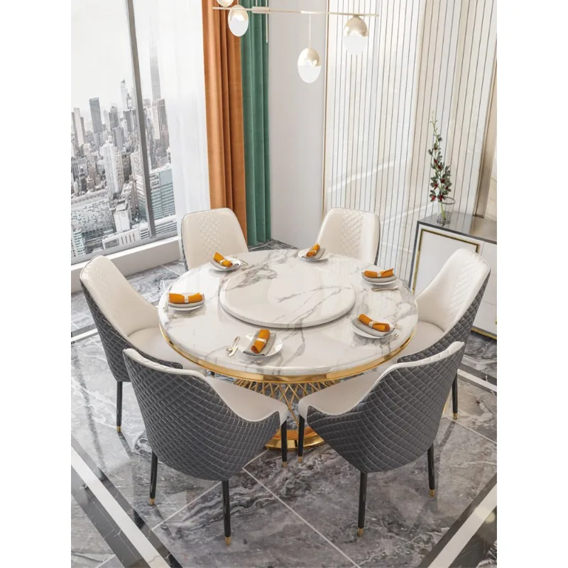 

Modern simple light luxury high-end slate marble Italian round Nordic home size Internet celebrity dining table