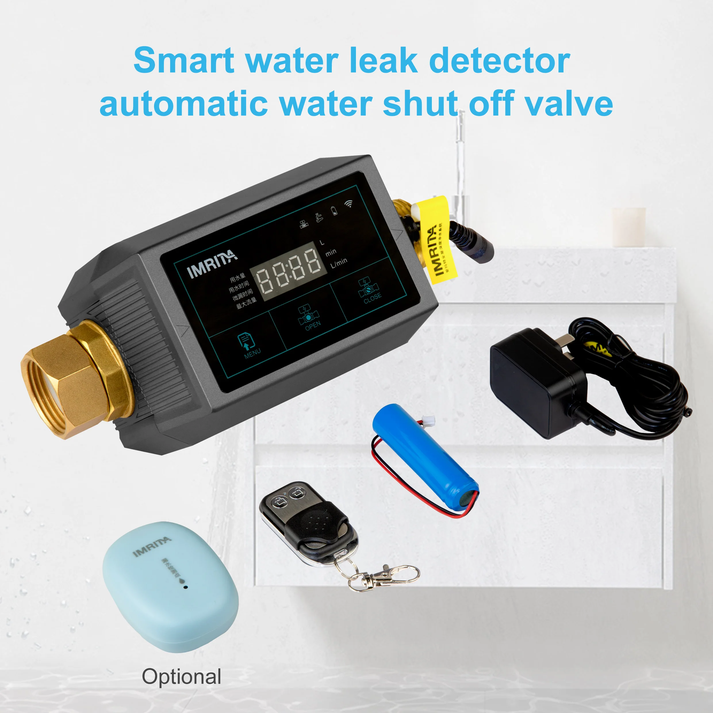 IMRITA Smart Home Pipe Water Leak Detection System Auto Leak Stop Valve Water Leak Detect Sensor Detector Para Toda a Casa