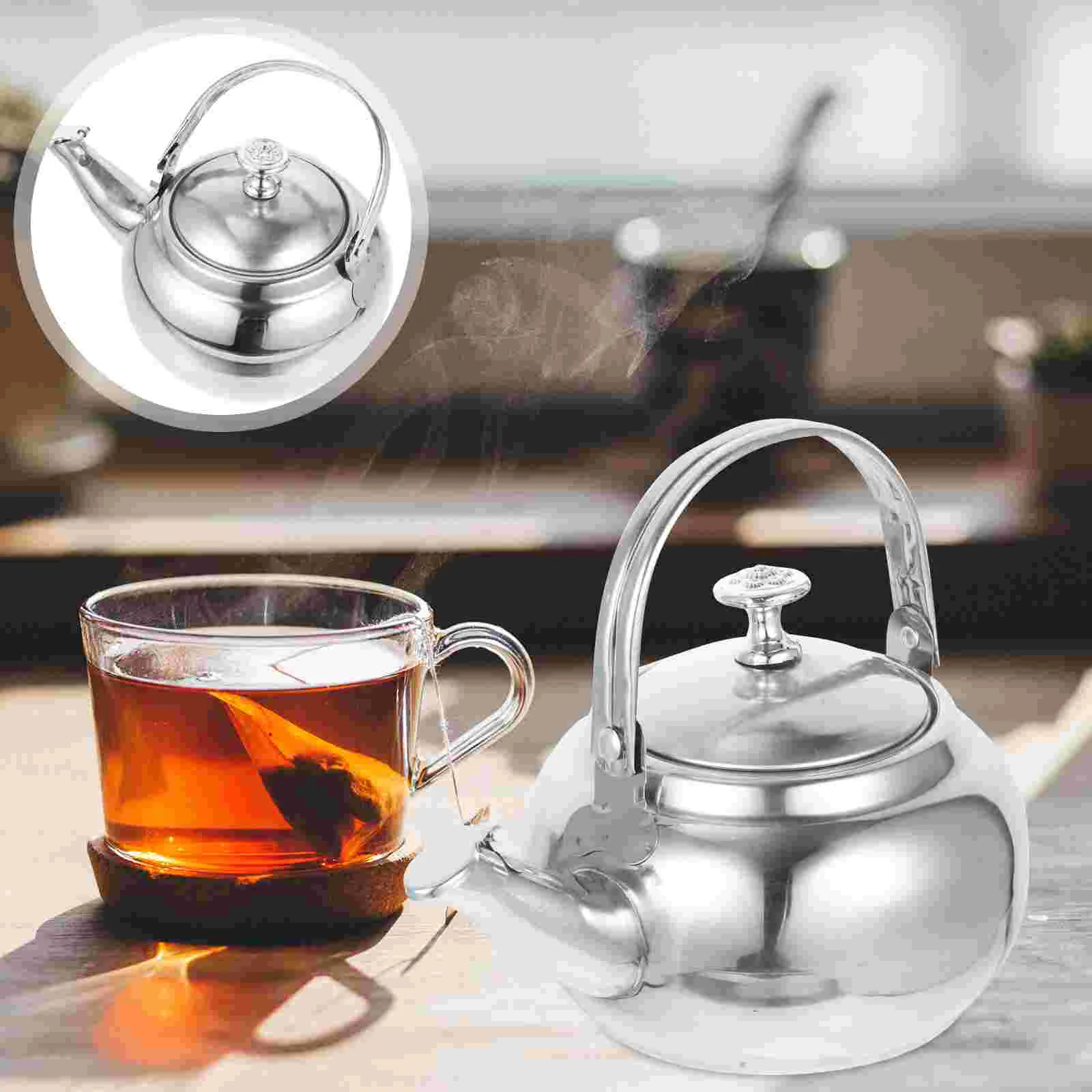 Pot Whistling Tea Kettle Water Stovetop Camping Stainless Steel Coffee Machine Metal Teapot for