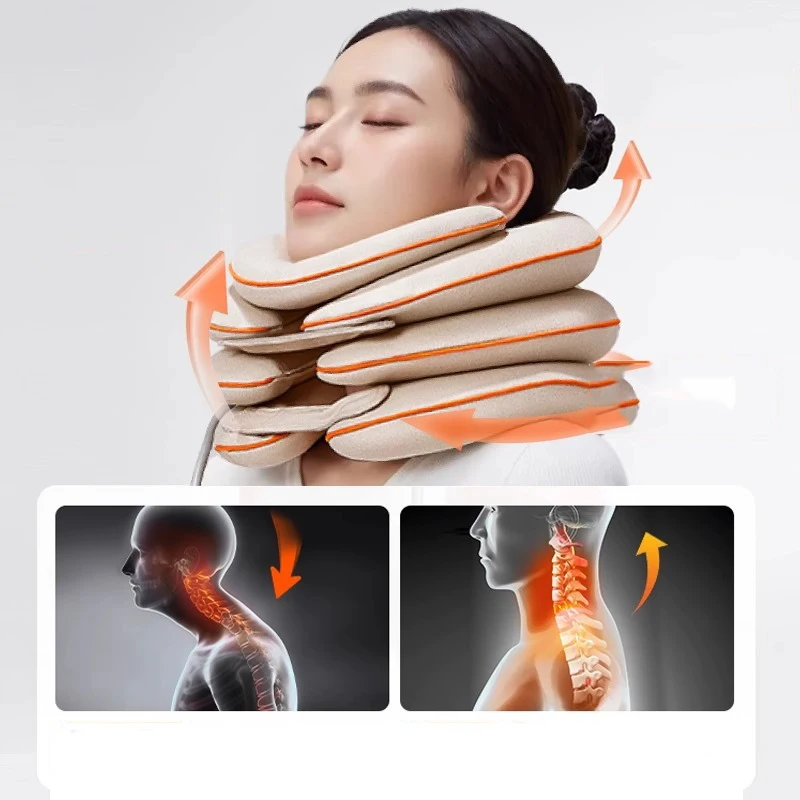 Medical Inflatable Cervical Traction Device Neck Stretching Collar Correction for Forward Head Neck Support Relief for Chronic