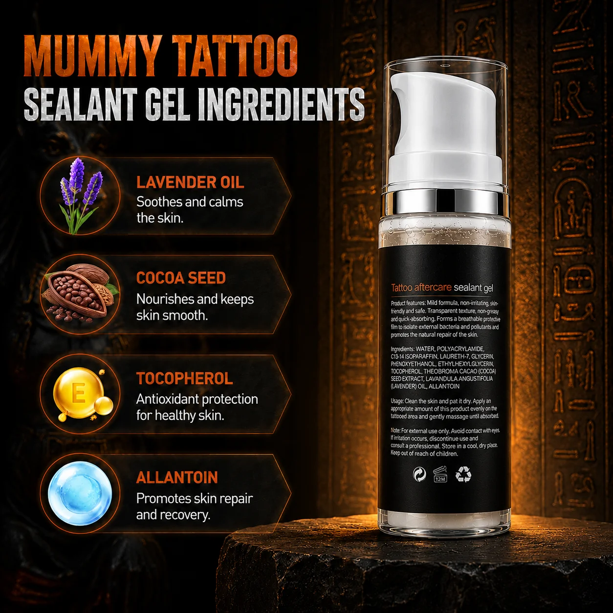 Mummy Tattoo Aftercare Sealant Gel, Moisturizing Care Ingredients Helps Keep Tattoo Color Fresh