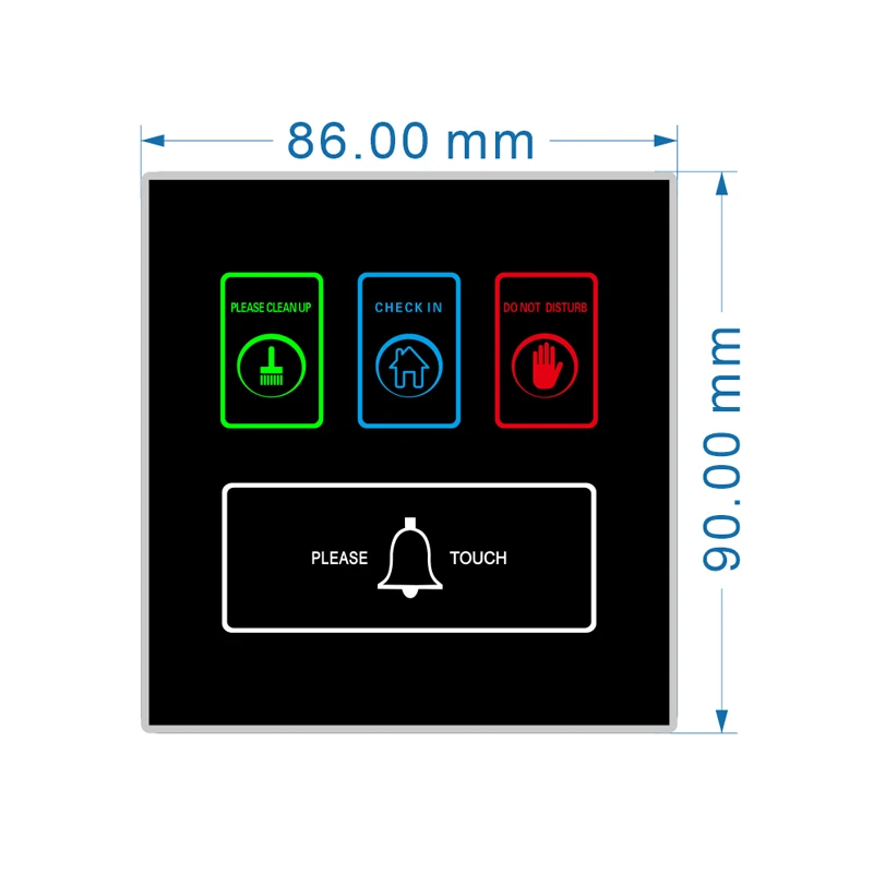 Customized Tempered Glass Electric Hotel Number Plate Touchscreen Room DND Switch Digital Doorplate