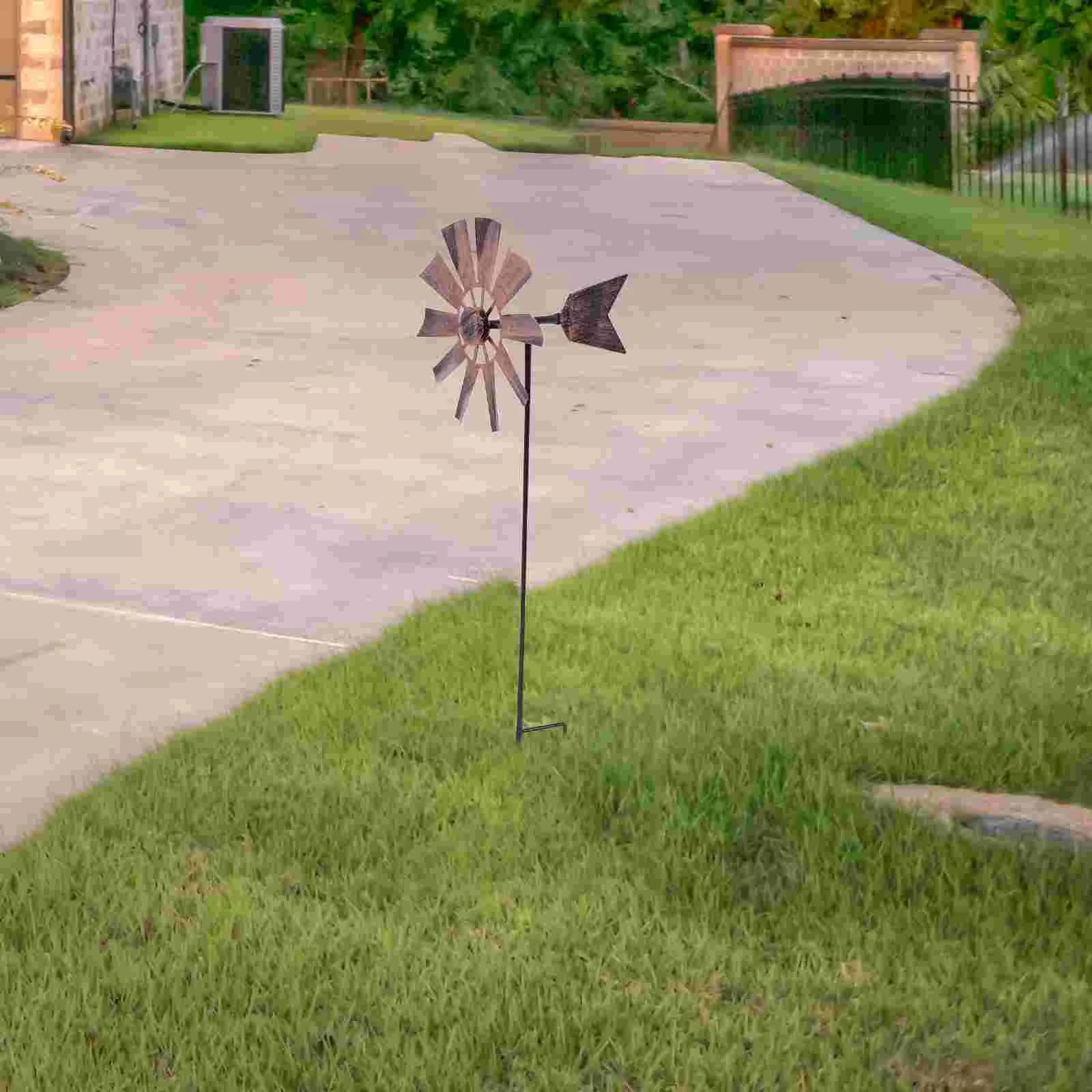 Wrought Iron Metal Windmill Adorable Decoration Courtyard Windmills Colorful Pinwheel Decorative Garden Ornament Rotating