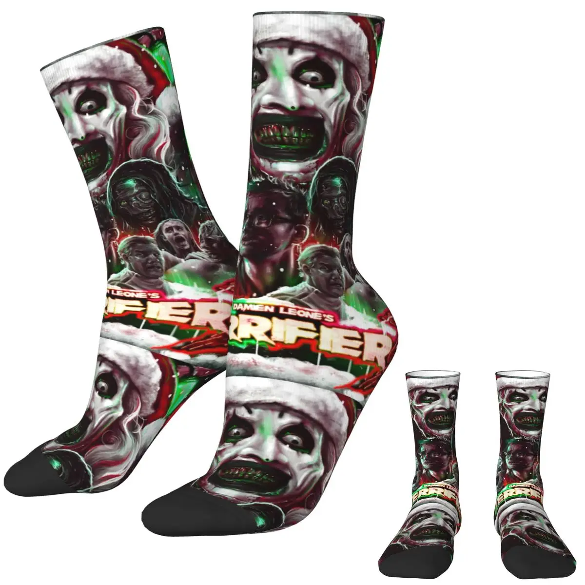 

Women Men Socks Terrifier 3 Christmas Stockings Autumn Funny Breathable Socks Design Cycling Non Slip Socks