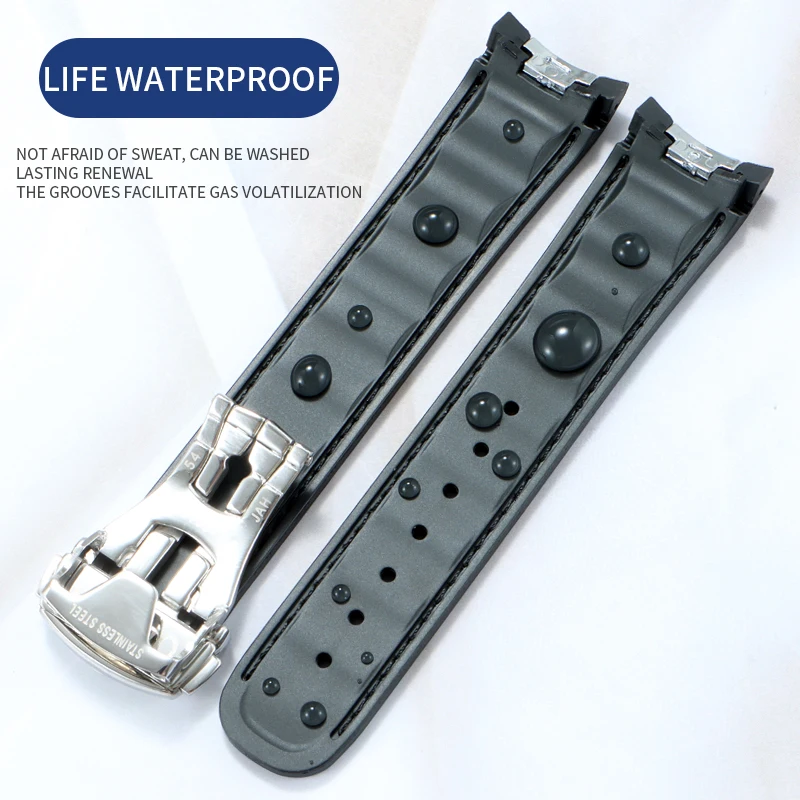 حزام ساعة منحني من السيليكون والمطاطي ، سوار للغوص ، مناسب لـ AQUA TERRA AT150 و 20 ، مناسب للرياضة من السيليكون