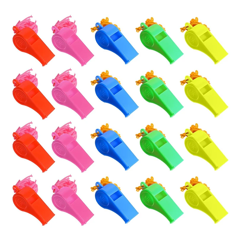 6~50pcs Whistles with Lanyards for Party Favors Festival Gathering Gift Noise Generator Cheer Whistle Colorful Plastic TMZ