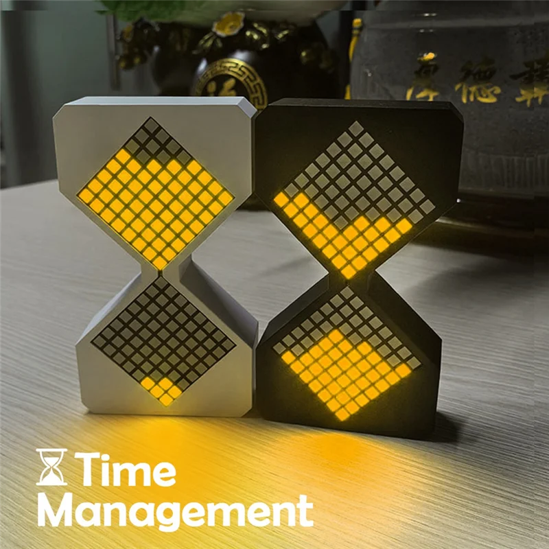SEWS-LED 디지털 전자 모래시계 야간 조명 조정 가능한 중력 모래시계 타이머 동적 흐름 큐브 슬리핑 나이트 램프