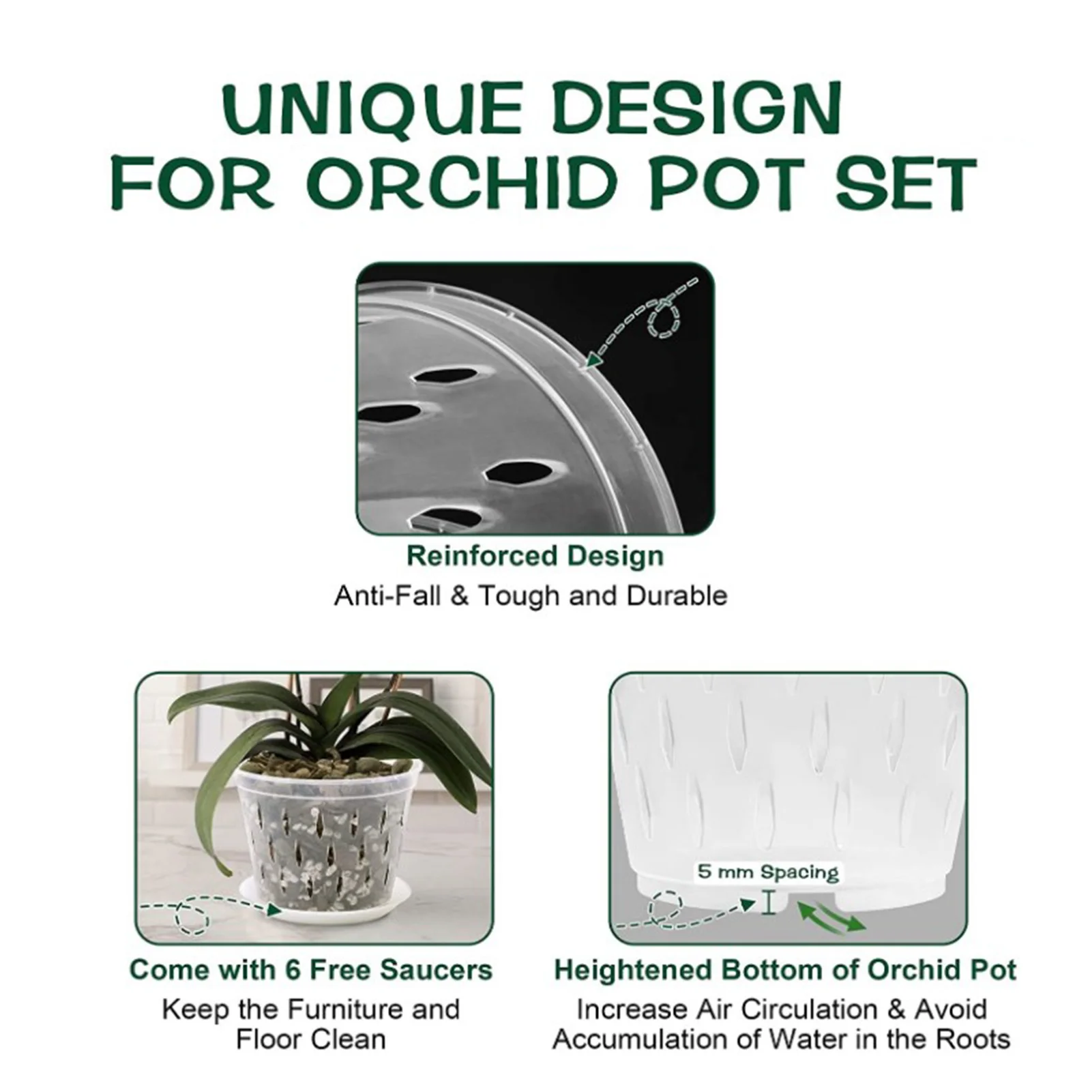 Orchid Pots For Repotting Orchid Pots With Holes Good Air Flow Excellent Drainage Plant Pots With Drainage Holes And Saucers