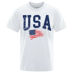 USA Letter Flag Hip Hop Printed Men Women T Shirts Crewneck S-XXXL Clothing Loose Breathable Tshirt Street Casual Tee Shirt