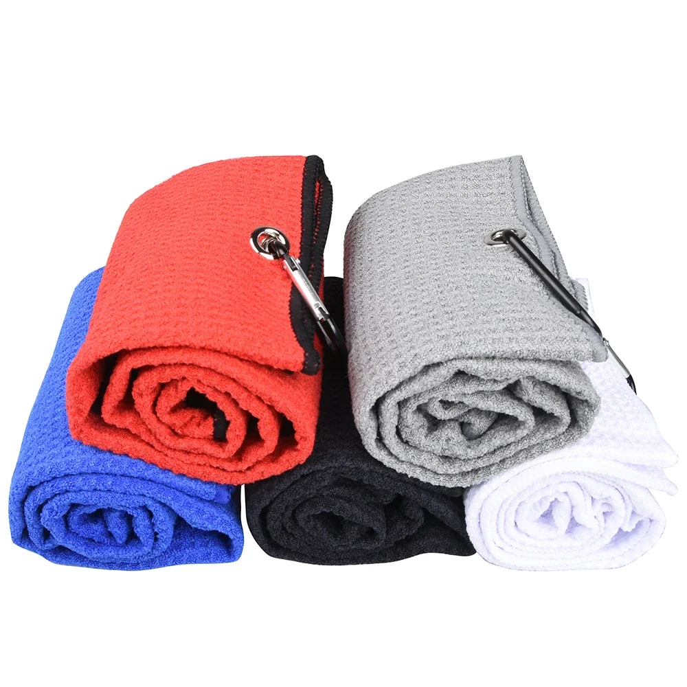 40x60cm Golf Towel With Hook 5 Colors Microfiber Fabric For Golf lovers Duty Clip Carabiner Accessories Free shipping Dorp ship