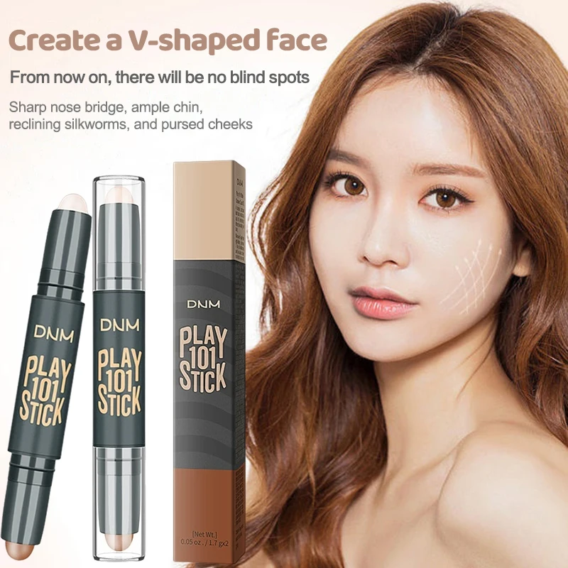 Double-head Makeup Highlighter V Face Concealer Contouring Bronzers Highlighters Pen Cosmetic 3D Makeup Corrector Contour Stick