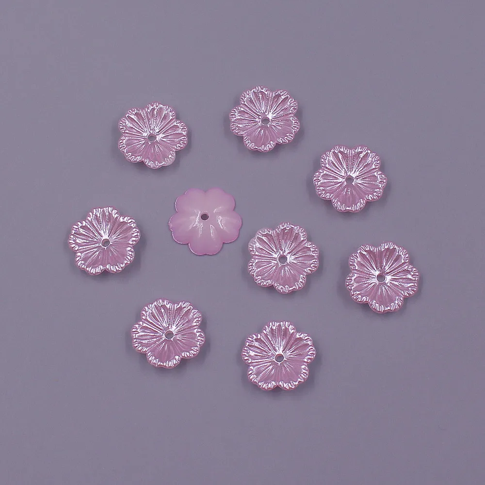 Perles en résine ABS en forme de fleur, demi-rondes, perles plates, bijoux à bricoler soi-même, décoration de scrapbooking, 13mm, 100 pièces