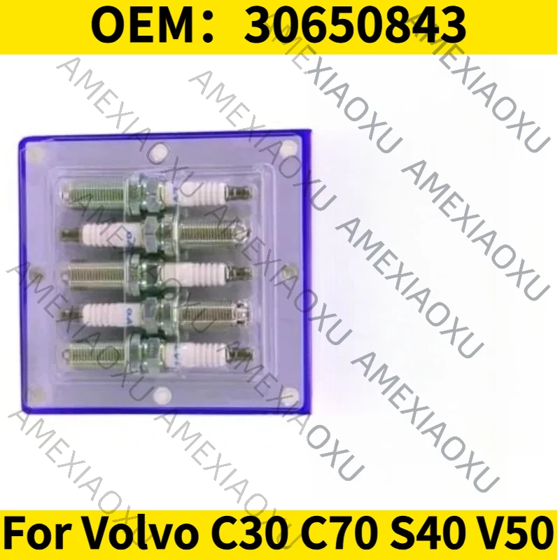

1PC OEM：30650843 For Volvo C30 C70 S40 V50 New Engine Spark Plug Set 5Cylinder Non-Turbo