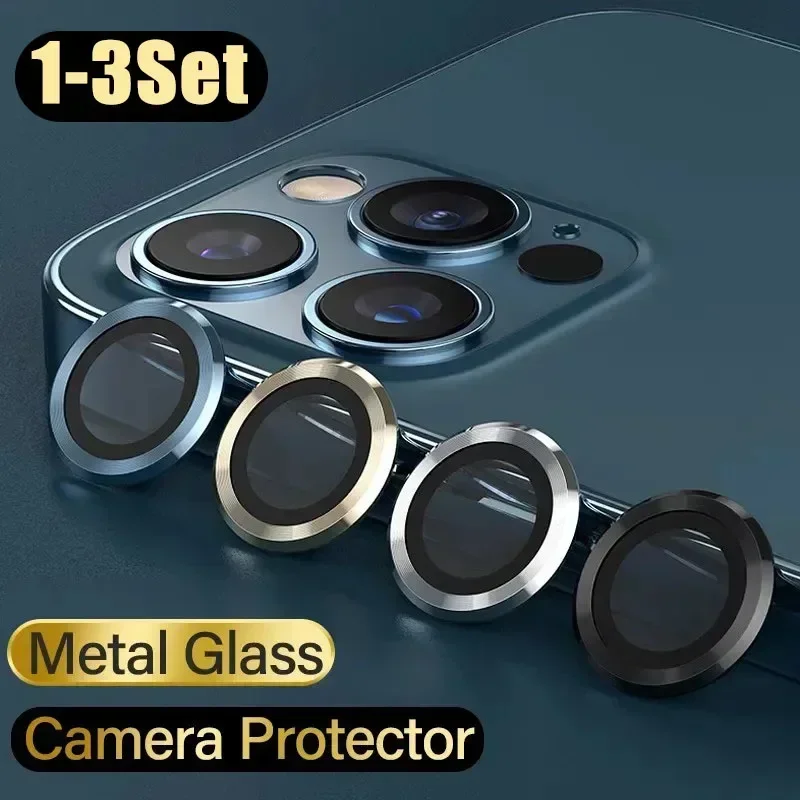 1-3 Set Metal Ring Camera Lens Protector Glass For iPhone 11 12 13 14 15 Pro Max Mini Plus Full Cover Camera Protector Lens Film