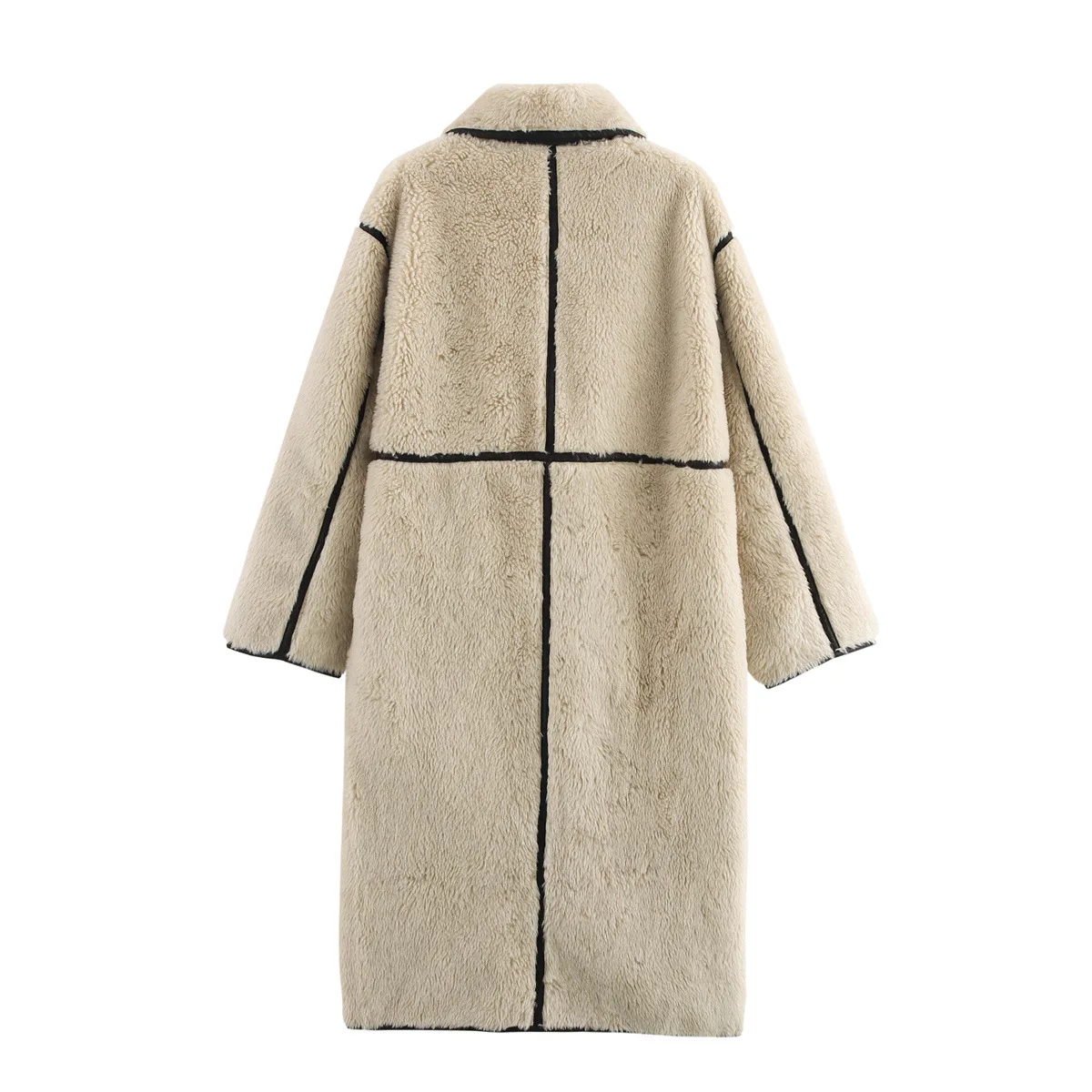Willshela Women Fashion Beige Faux Fur Single Breasted Coats Vintage Lapel Neck Long Sleeves Female Chic Lady Outfits