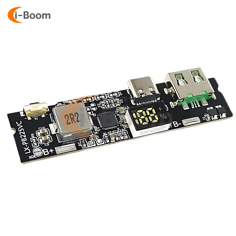 22.5w Two-Way Fast Charging Mobile Power Module Diy Motherboard Battery Level Digital Display USB/type-c Port Support Vooc