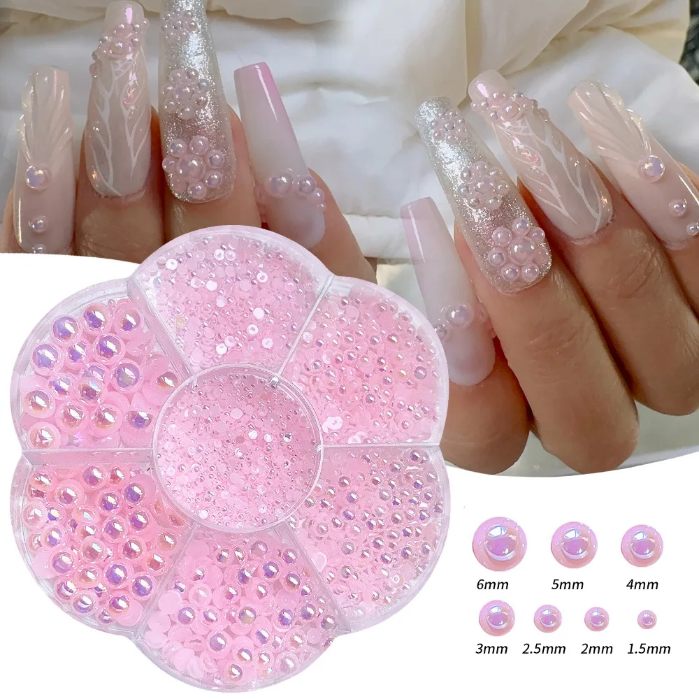 Half Ronde Parel Parel Nail Decoraties 3d Nail Art Boren Diy Nail Charms Parel Nail Kralen Nagel Benodigdheden Mix Maten