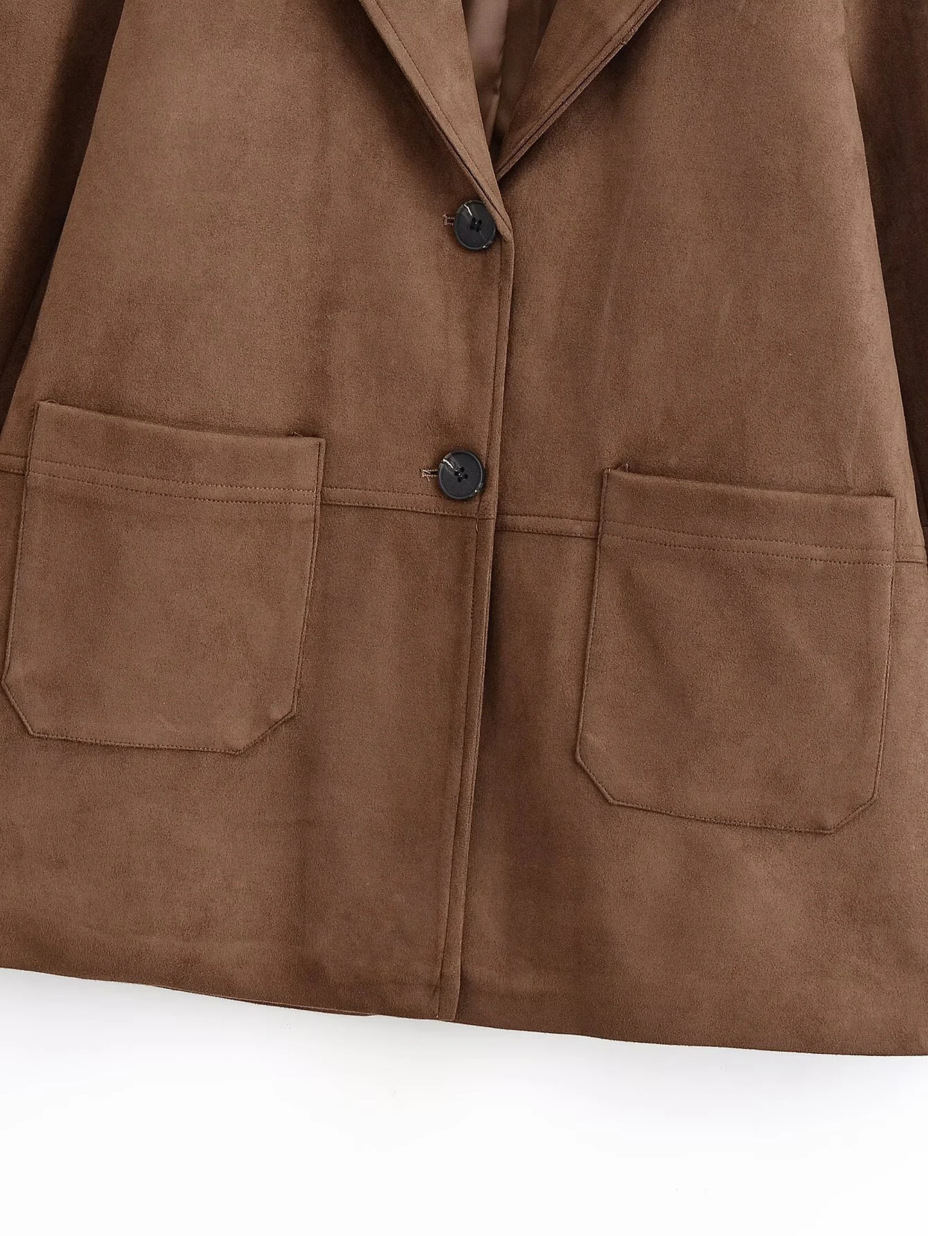 제라인스 가을 미국 여성 의류 레트로 캐주얼 패션 기품있는 라펠 긴팔 스웨이드 수트 재킷