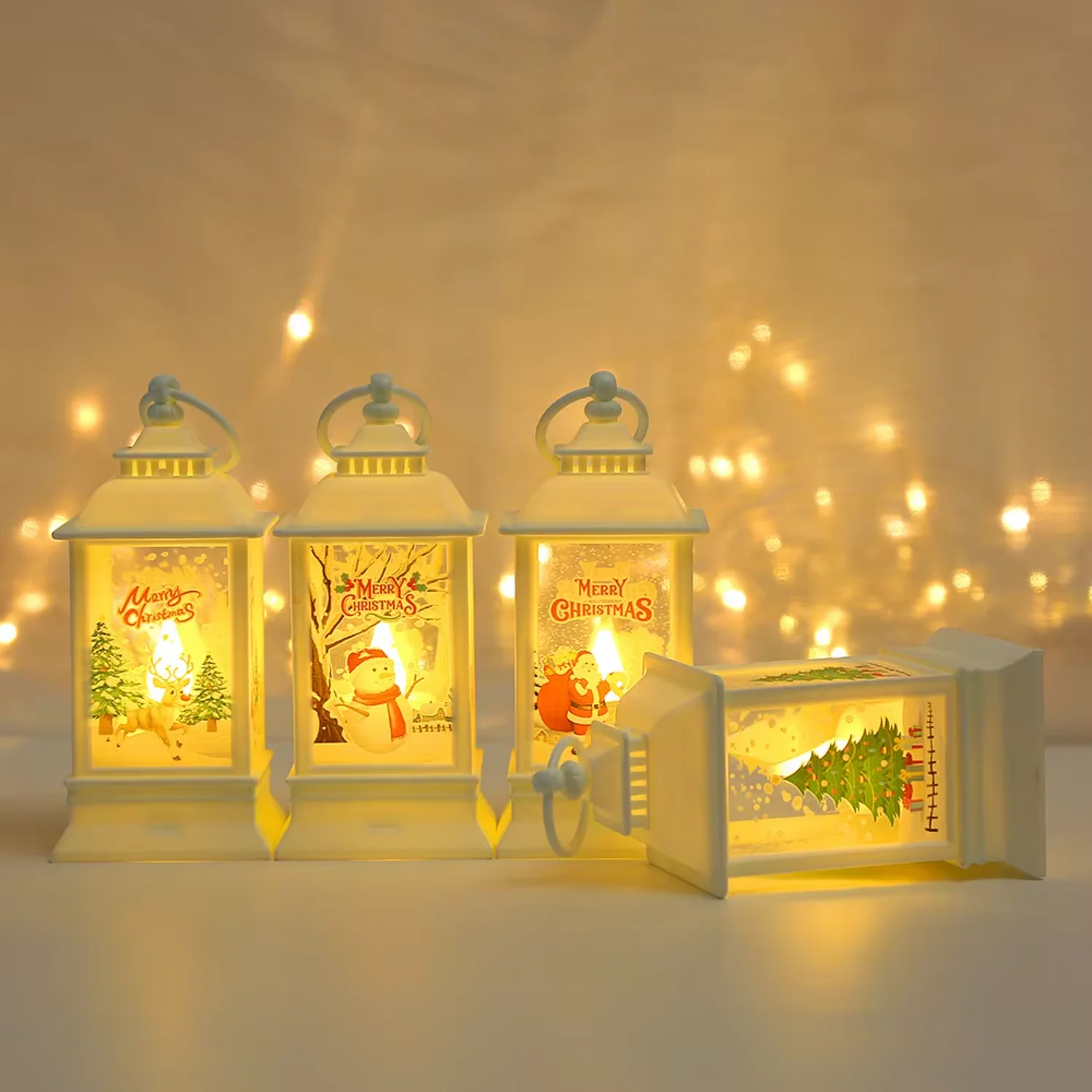 Lanternas de natal luz decorações de natal luz luzes led de natal para decoração grinchmas casas de aldeia de natal anjos