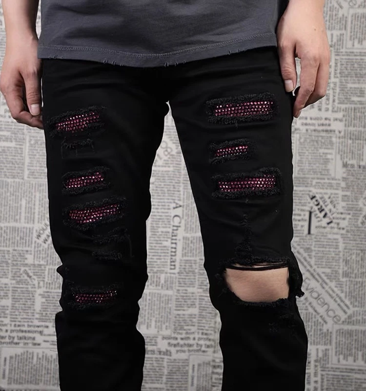 

Джинсы Slim Fit из черного денима с принтом Blue Diamond, Red Diamond, Black Diamond, Splaed Ink, High Street, эластичные, длиной до щиколотки