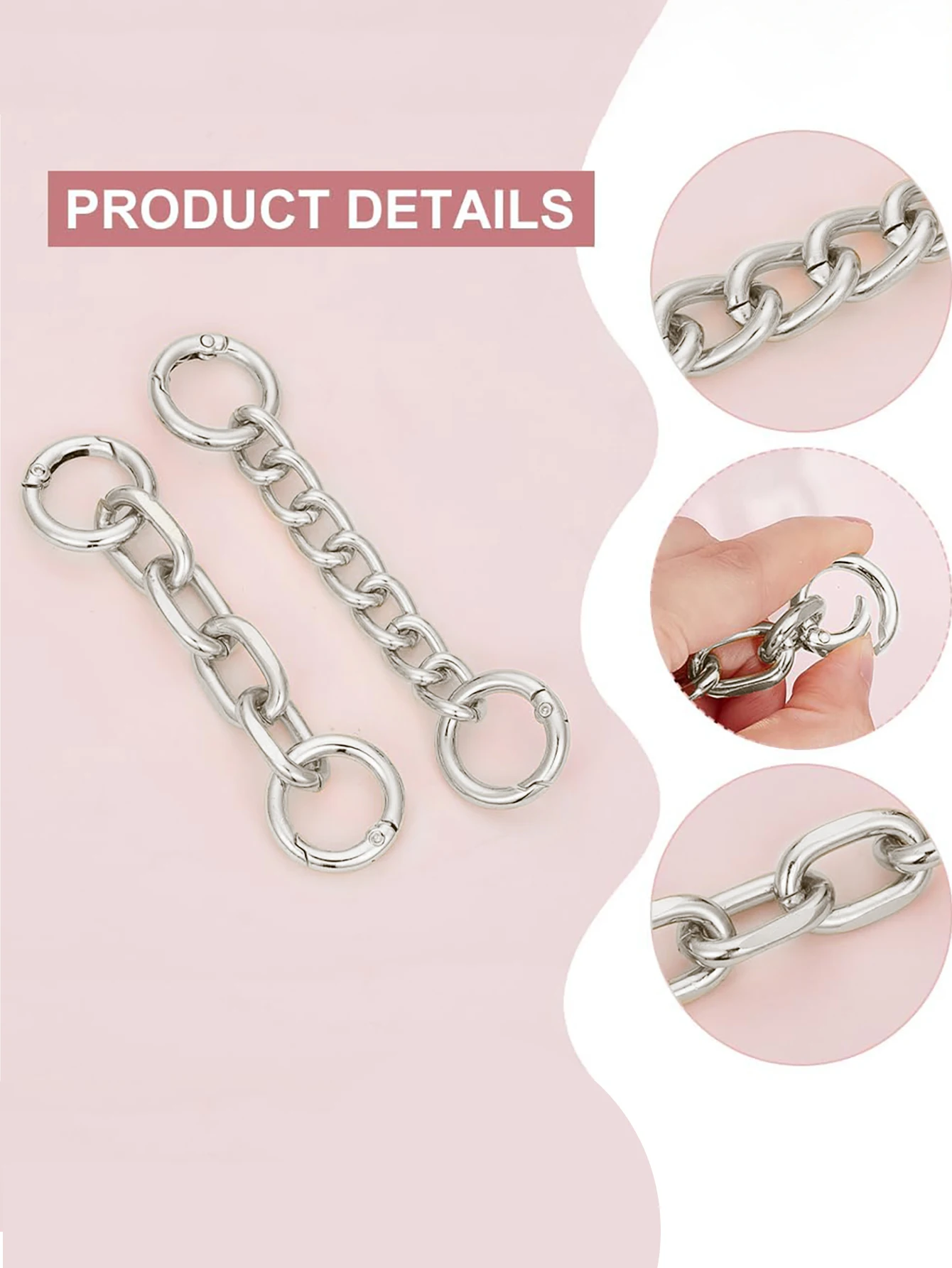 Bag Strap Extender Chains Metal Purse Chain 2 Styles Shoulder Bag Strap Extender Chains with Spring Gate Rings for Bag Straps