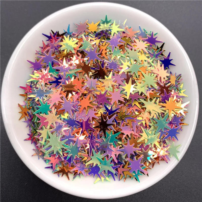 10 g/bolsa 10mm luz dorada lentejuelas de estrella poligonales ultrafinas Paillettes de PVC 3D Nail Art DIY artesanía de boda accesorios de Lentejuelas