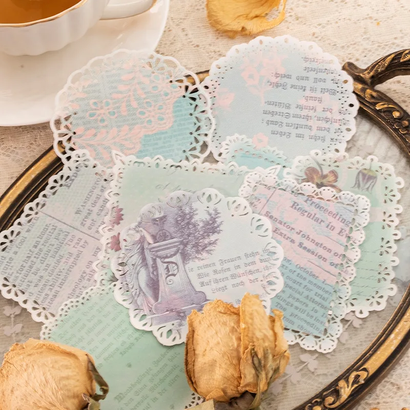 20 pçs vintage oco rendas em relevo scrapbooking arte papel decoração suprimentos diy lixo diário planejador papel artesanato material de colagem