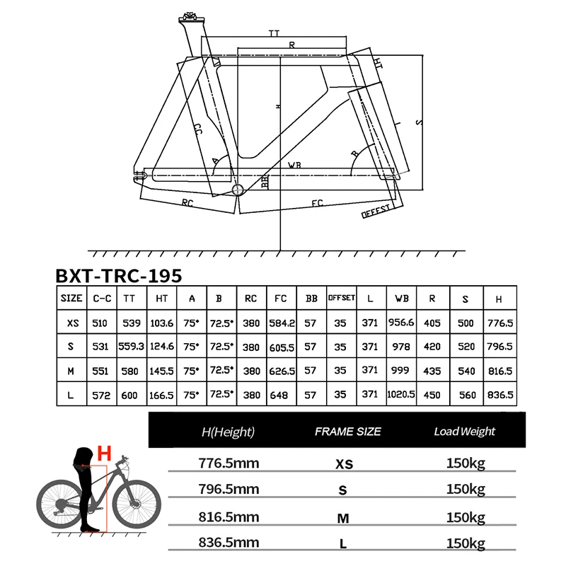 BXT New Carbon Track Frame Fixed Gear Track Bike Carbon Fibre Frame TRC-195 Single Speed Track Frameset 700Cx28C