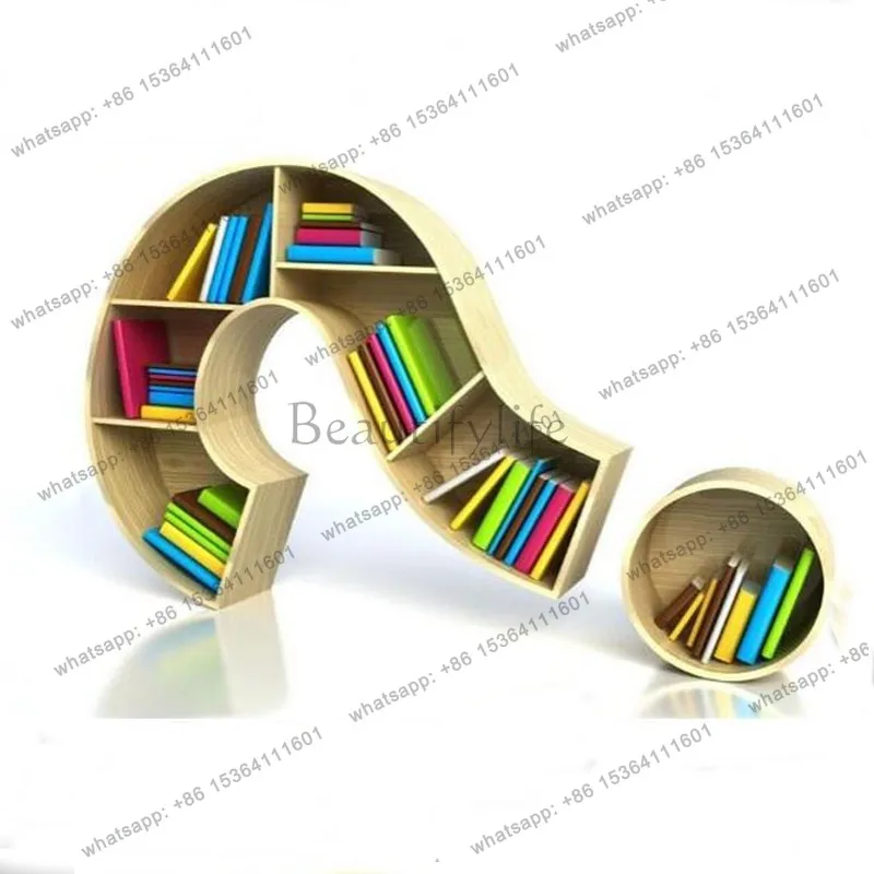 Italian minimalist piano paint wall-mounted bookshelf question mark special-shaped bookcase modern ornament locker