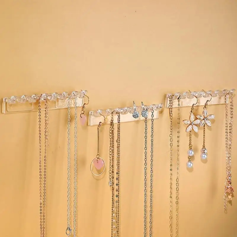 195C Pack Of 3 Plastic Necklace Holder Wall Mounted Ear Jewelry Organizers For Home