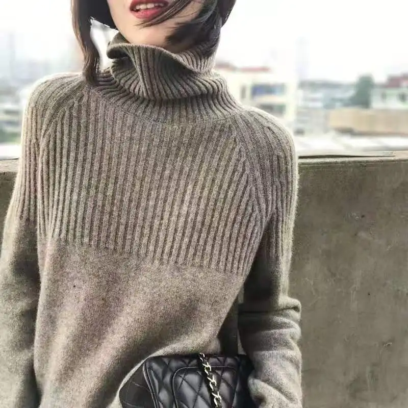

2025 New Women's High Neck Oversized Pullover Sweater, Cropped Cowl Neck Knit Top for Casual Loungewear