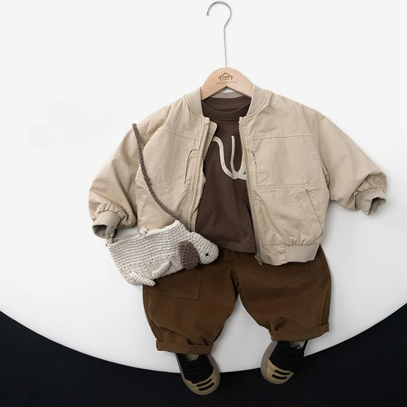 Boys Girls Parka Coats 2025  Autumn Korean Style Fashion Jacket Forest-Inspired Outerwear Tops Trendy Kids Clothing