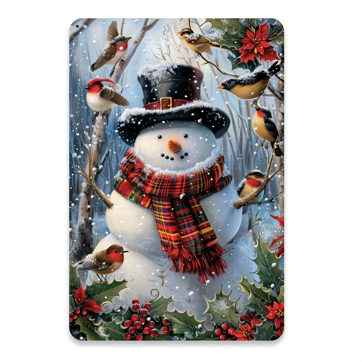 Vintage Christmas Snowman Metal Tin Sign - 20.32x30.48 cm | Perfect for Home, Bar, Cafe & Garage Decor