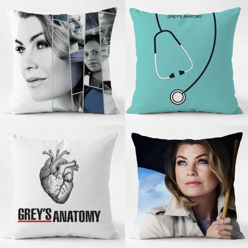 G-Greys Anatomy Cushion Cover Daily Washable Linen Pillowcase Soft  for Sofa Bed Home Room Decor