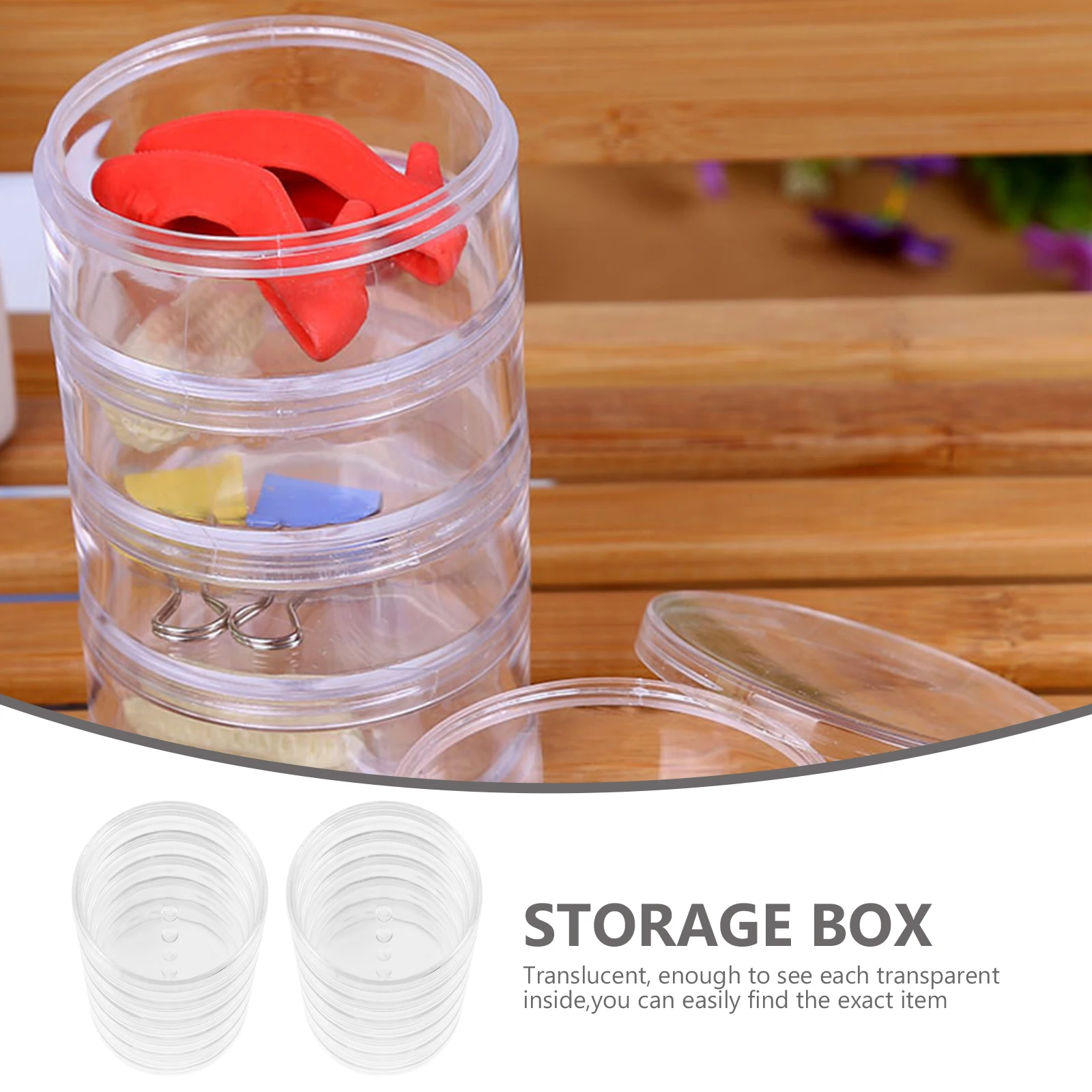 

2 Sets Transparent Round Jewelry Beads Components Storage Boxes High Quality Durable Practical Wedding Anniversary Gift