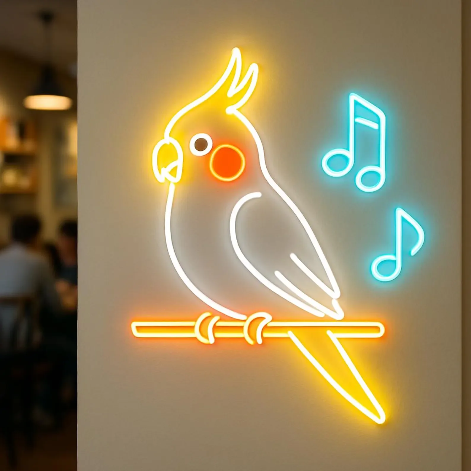 Cockatiel And Notes Neon Sign,Pet Shop Neon Decor,Bedroom LedSign,Bird Neon Decor,Beach Cafe/Tropical Bar Decor,Animal Neon Sign