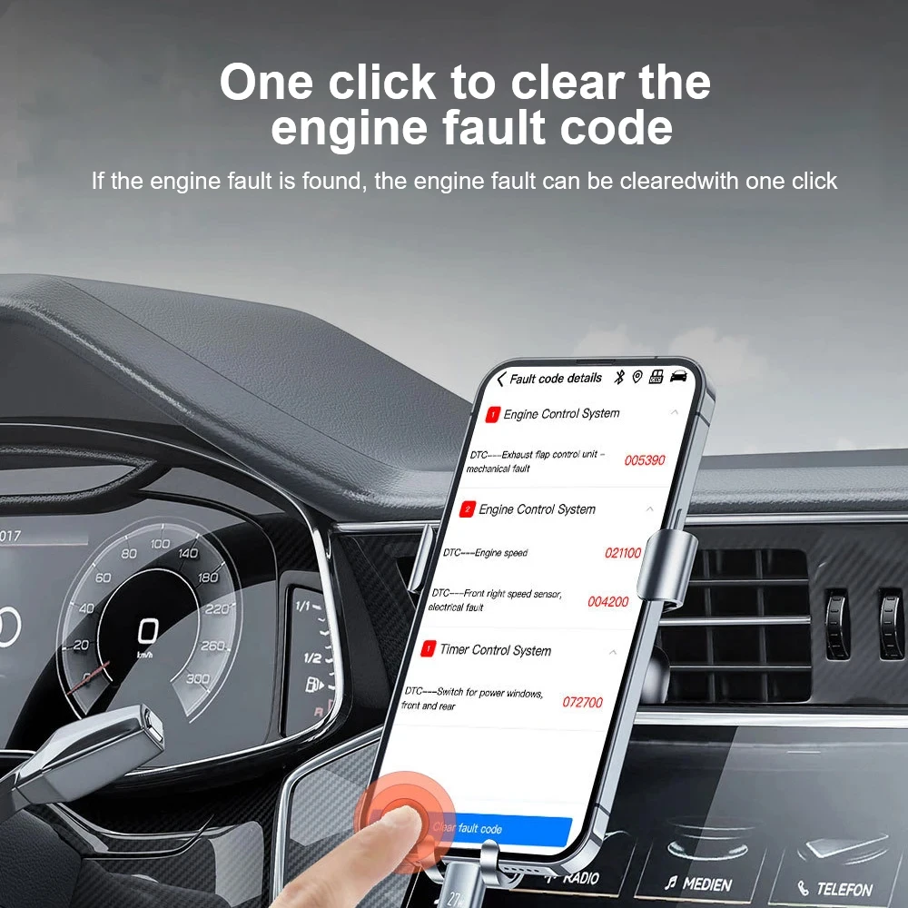 Car Fault Code Reader Bluetooth-Compatible 5.0 V1.5 On-BD2 Scanner Diagnostic Car Scanner Tool On-BDII Auto Diagnostic Tool